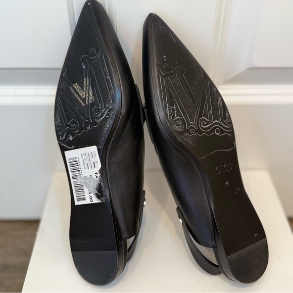 New Without Box Max Mara Black Leather Slingbacks Size: EU39 US8.5 Spring - Picture 14 of 15